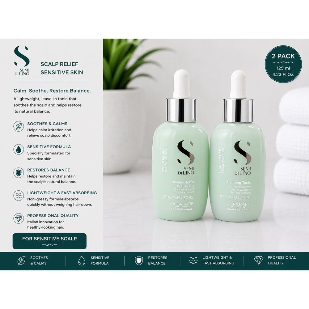 Alfaparf Semi Di Lino Scalp Relief Calming Tonic 4.23 Fl.Oz Duo Pack